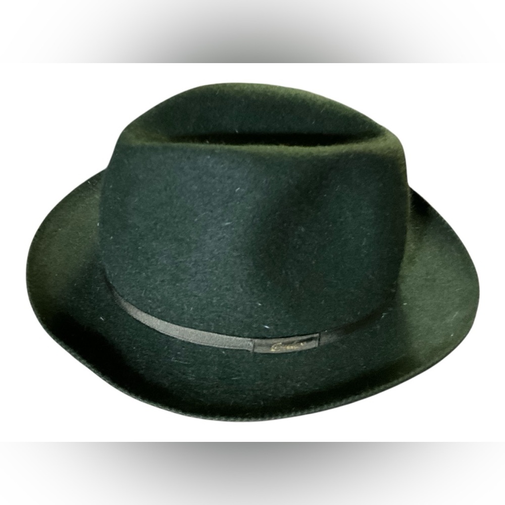 Borsalino Traveller Fur Felt Fedora Hat Green Made in Italy Water Repellent 60 - Picture 9 of 14